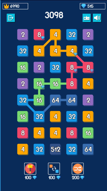 Connecting a long diagonal chain of numbers in 2248 Block Merge