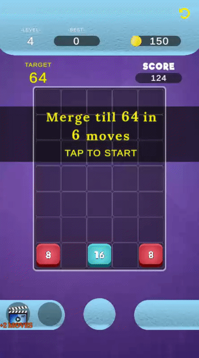 Animated GIF showing the freestyle picking and dropping mechanics in Additive Fun 2048