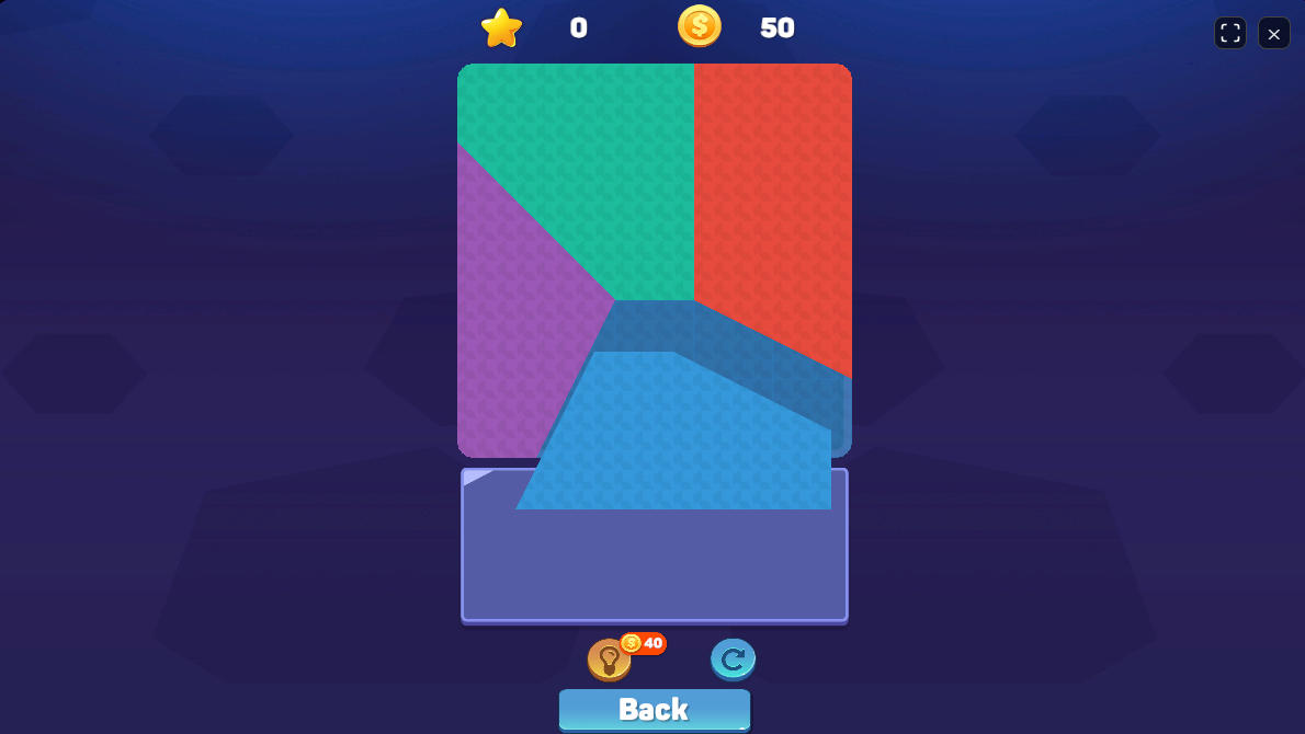 Placing various shapes and colors onto the flat surface to complete the puzzle