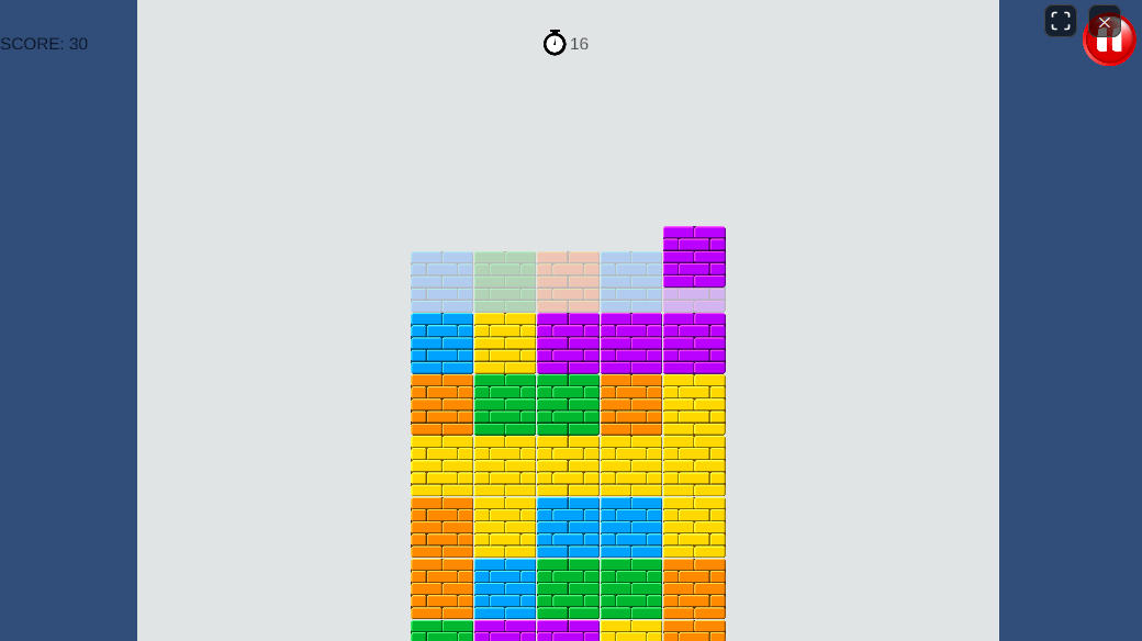Player sliding the top active block to match colors in the columns below
