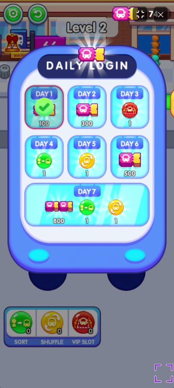 Daily Login rewards in Bus Jam