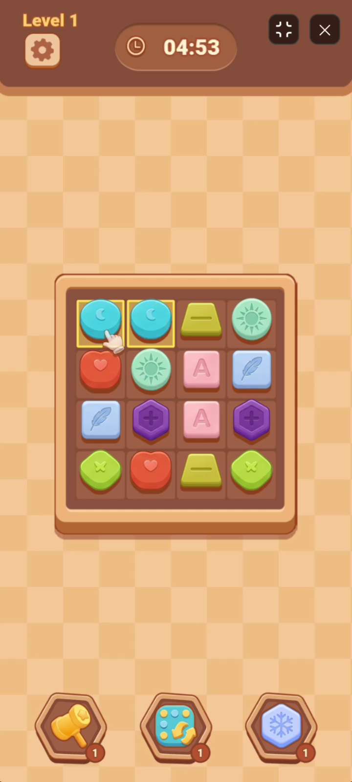 CANDY MATCH MOVE gameplay board layout showing directional candy tile sliding and matching rules