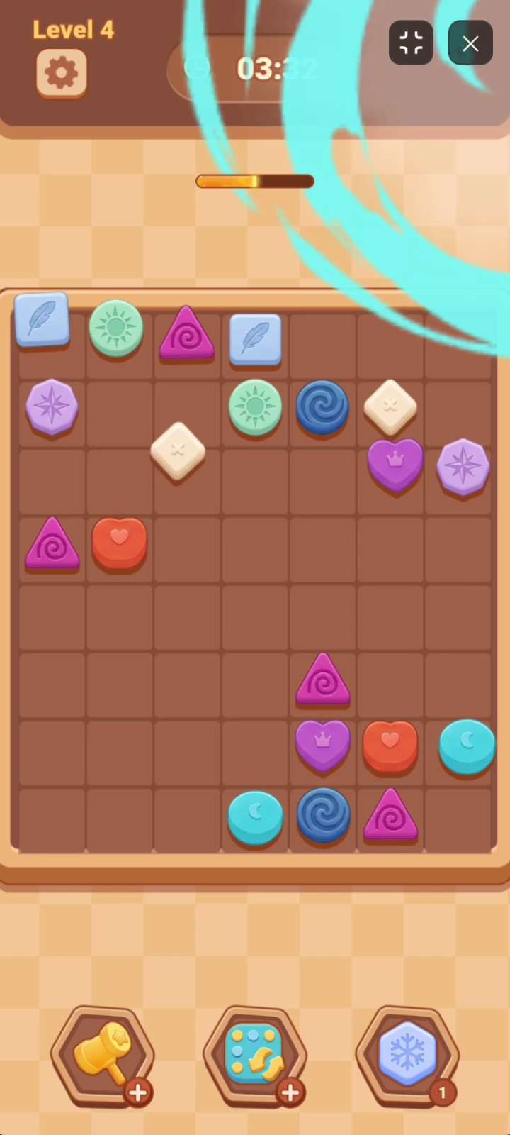 CANDY MATCH MOVE Shuffle booster reorganizing remaining candy tile positions on the board