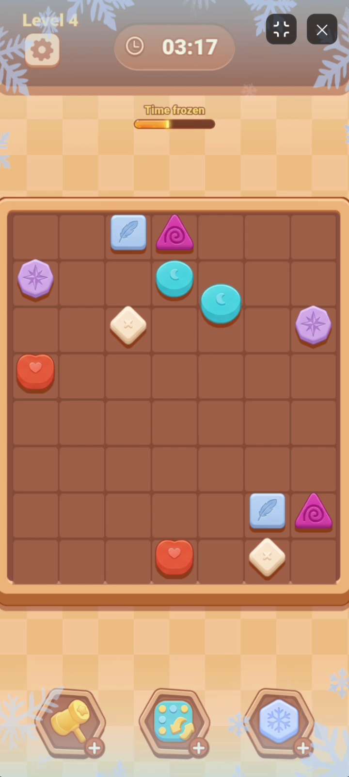CANDY MATCH MOVE Freeze booster pausing the countdown timer to allow calm puzzle solving