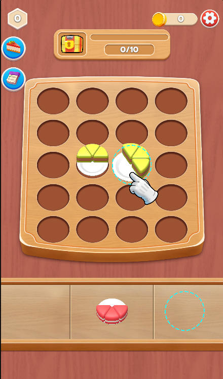 Automatic matching and jumping of adjacent cake slices of the same color