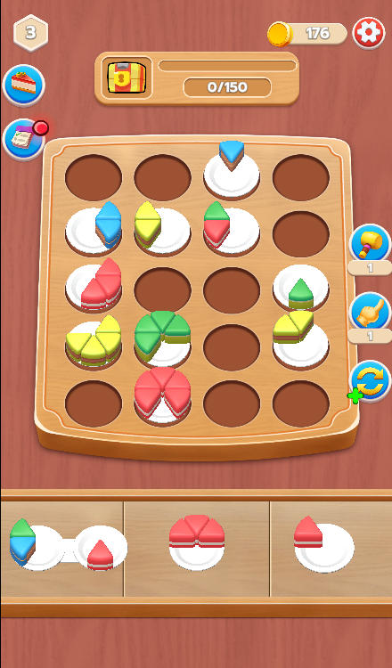 Using the Refresh tool to cycle the incoming cake plates at the bottom of the screen