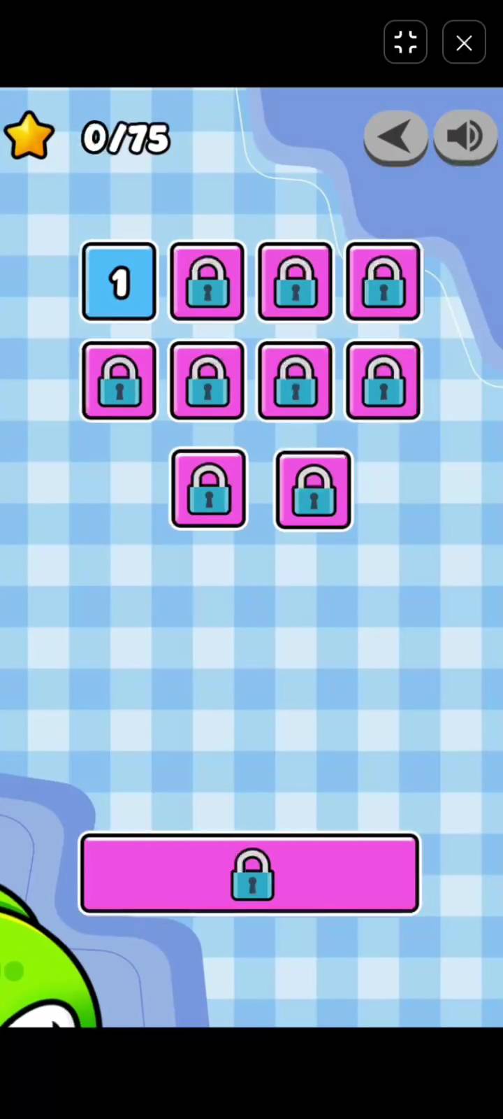 Candy Cutter Saga Kids level selection map showing 10 kid-friendly puzzle stages