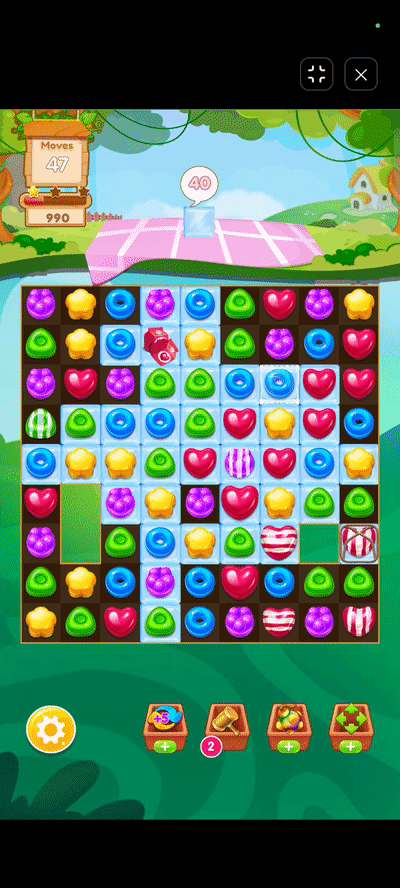 Deploying the Hammer booster to crush a specific candy