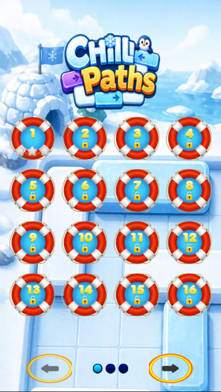 ChillPaths Level Selection Screen showing the progression of difficulty