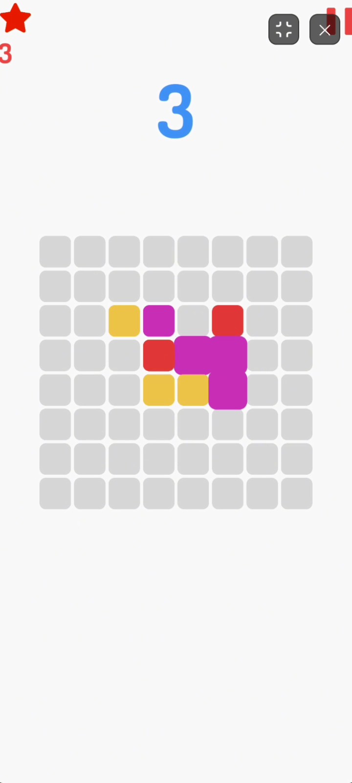 Color Mosaic gameplay board showing block placement and multi-color matching grid setup