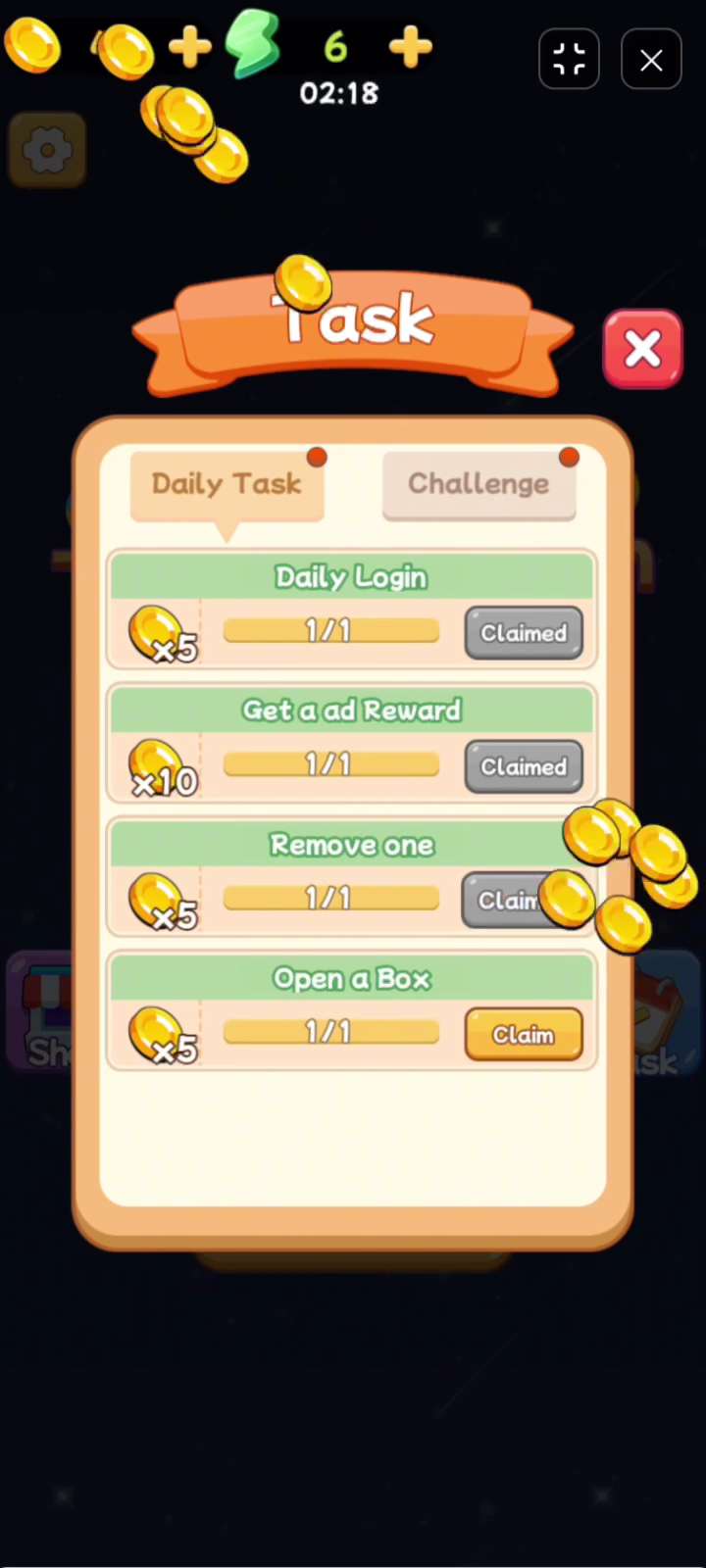 Color Ring Sorting Match Daily Tasks reward collection menu