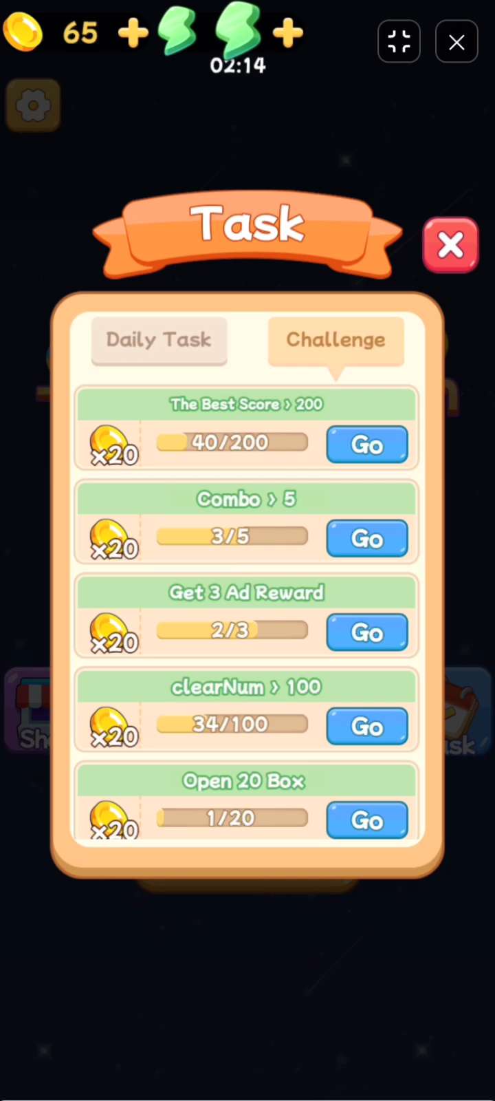 Color Ring Sorting Match Challenge List and Quest Hub menu screen