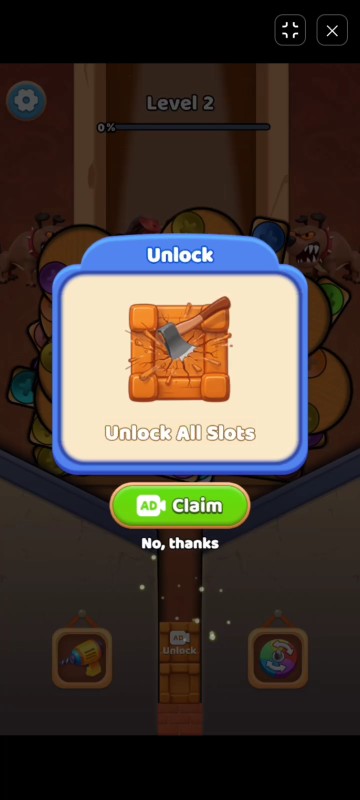 Color Screw Rescue Puzzle Unlock power-up destroying wooden crates to expand storage capacity