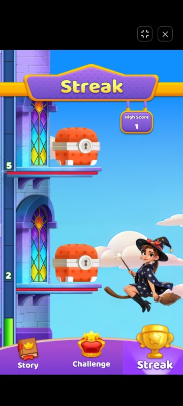 Color Screw Rescue Puzzle Win Streak chest rewards screen celebrating consecutive puzzle victories
