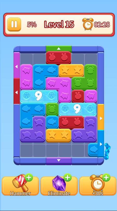 Color Wood Animal Jam basic gameplay showing color matching edges