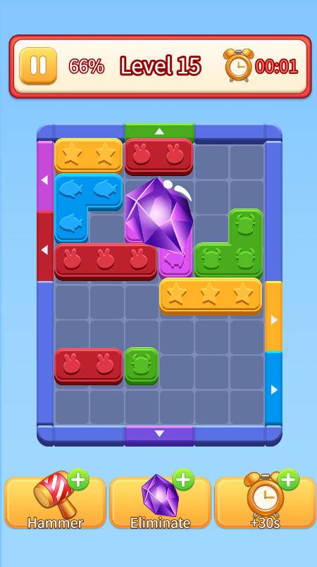 Using the Diamond power-up to clear all blocks of one color