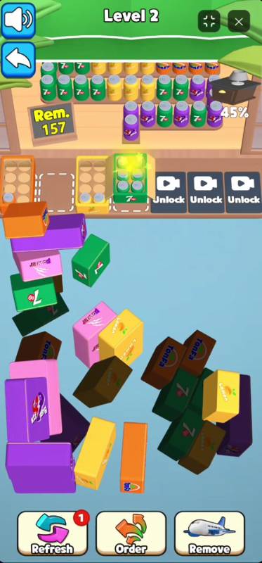 Using the Refresh power-up to shuffle the packing boxes