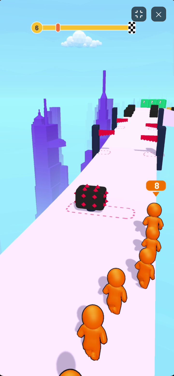 Collecting multiplier balloons at the end of the track to boost the final score