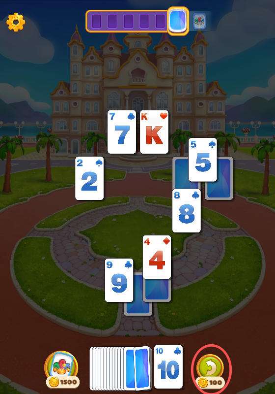 Using the Undo tool to reverse a move in Solitaire