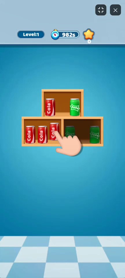 Basic drag and drop sorting mechanics in Goods Triple Match 3D