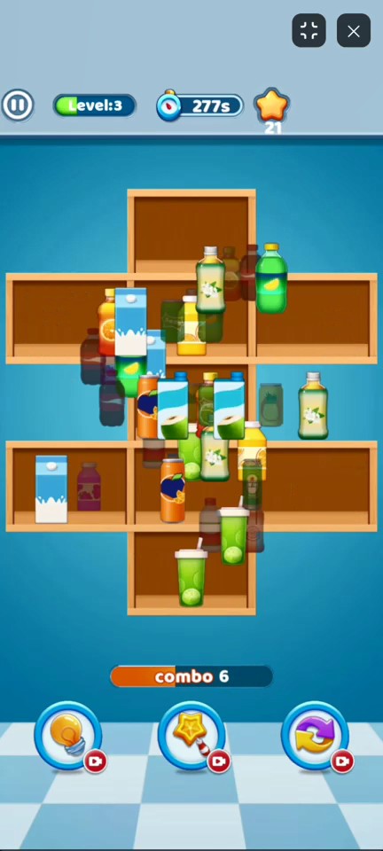 Using the Shuffle power-up to completely refresh the shelf layout