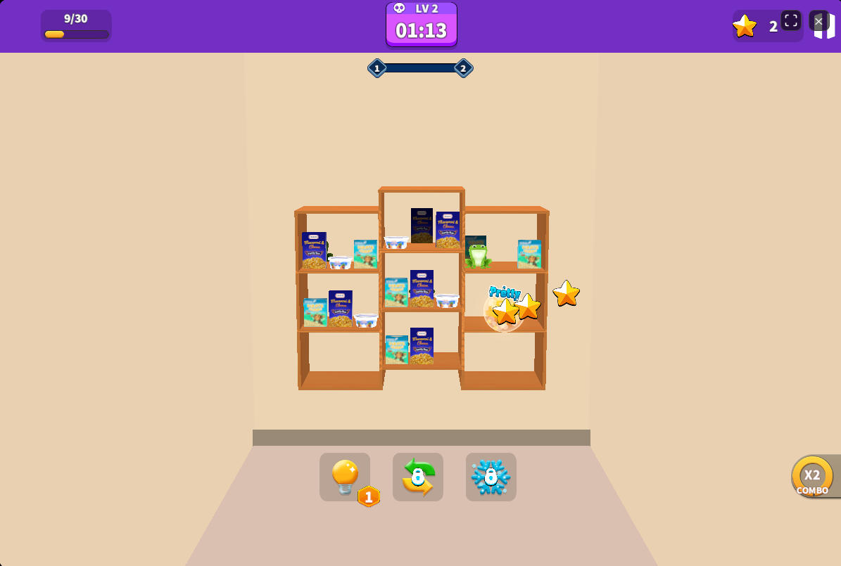 Grouping 3 identical items in a single grid to trigger an elimination
