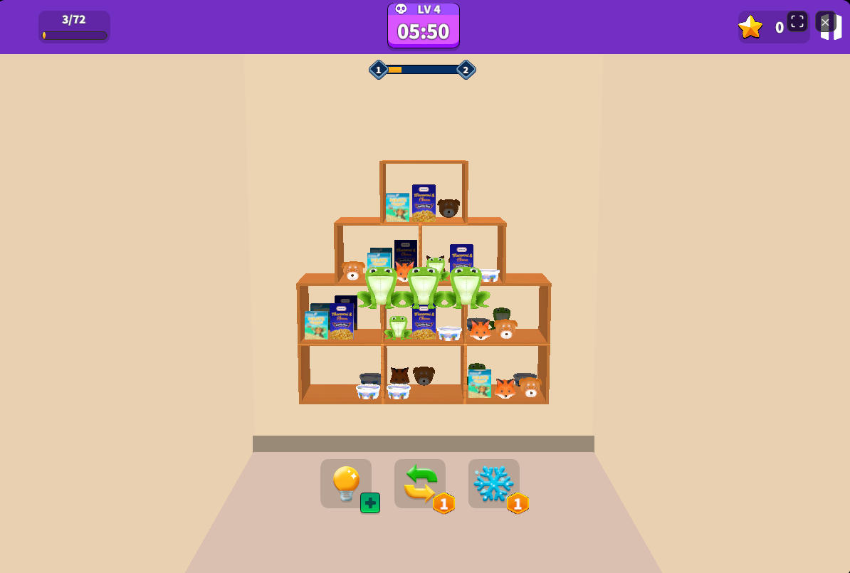 Activating the Hint tool to automatically match three identical goods