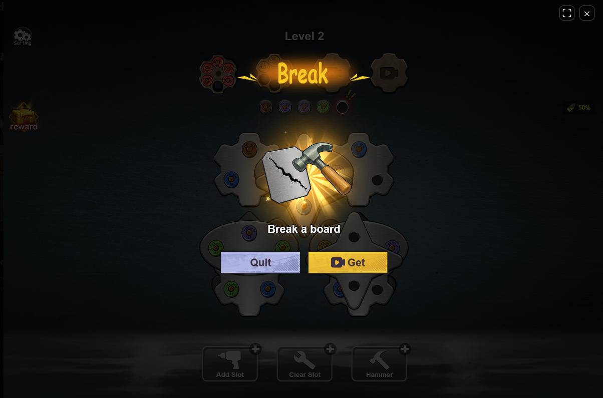 Using the Hammer power-up to smash an annoying metal plate blocking the puzzle