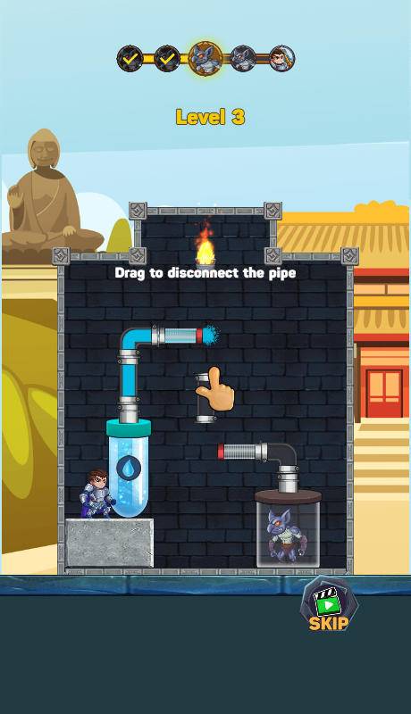Basic pipe connection mechanics showing the routing of liquids in Hero Pipe