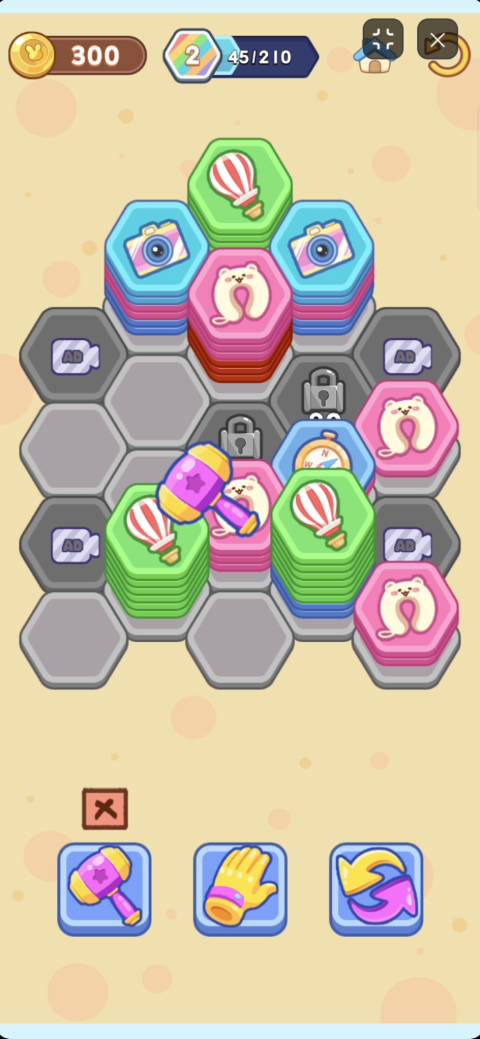 Using the Hammer power-up to smash an obstructive block stack