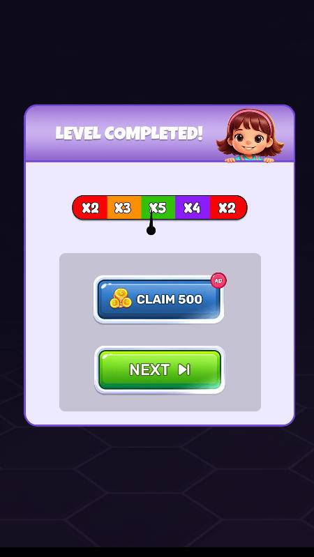 Victory screen showing target completion and rewards