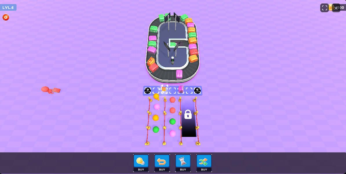Player matching three suitcases to the corresponding passenger color at the airport