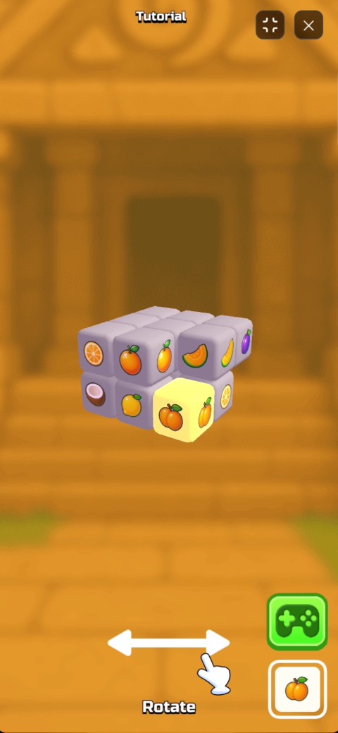 Swiping to rotate the 3D fruit model a full 360 degrees