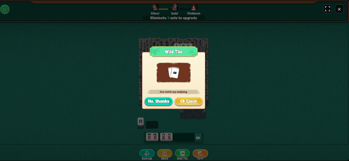 Wild Tile Power-up: Auto-completing a sequence or triplet