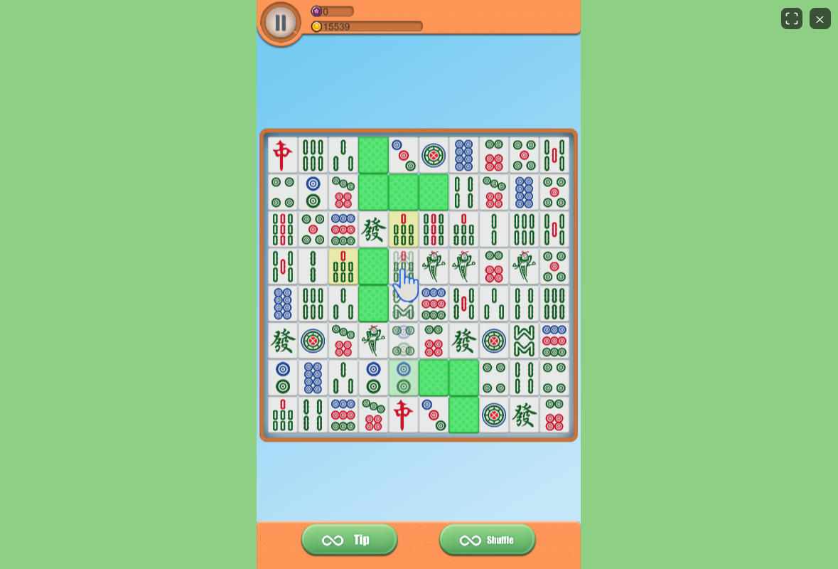 Executing a multi-tile slide to merge Mahjong tiles in a dense board