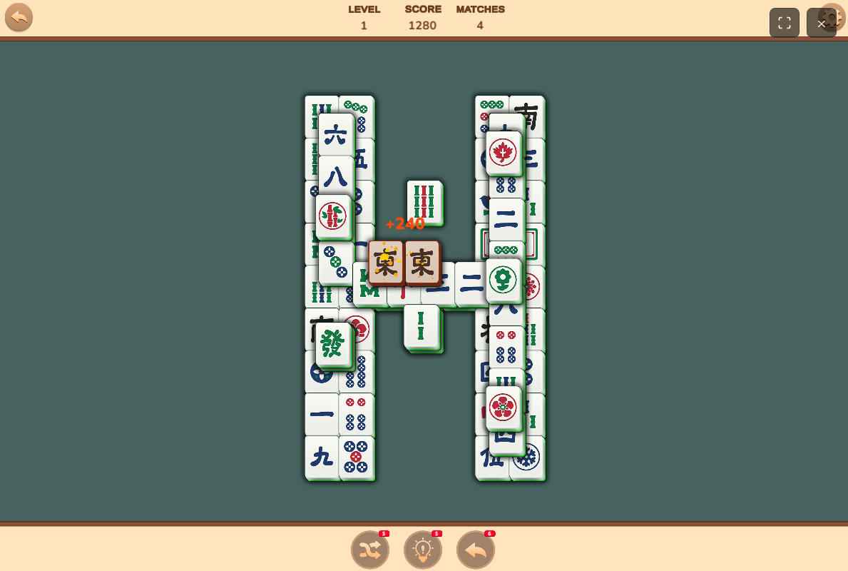 Mahjong Puzzle Game basic gameplay showing matching identical tiles