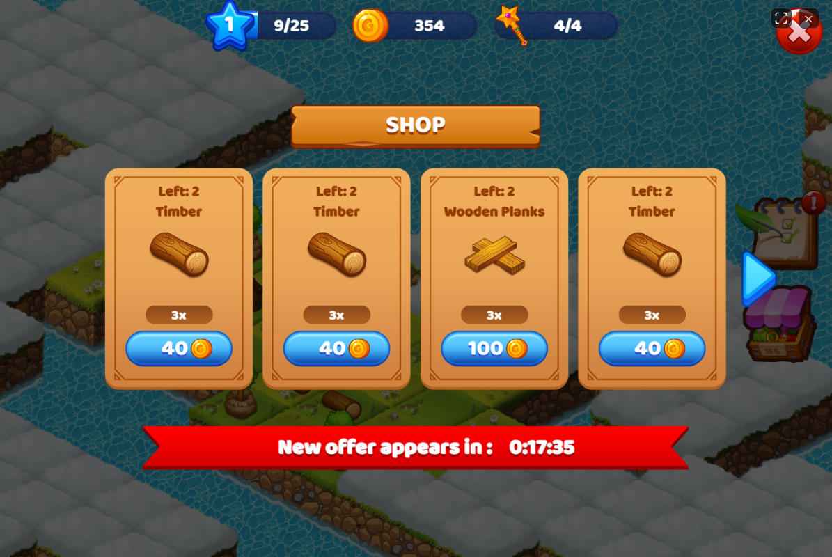 Using the in-game shop to purchase materials and speed up merging