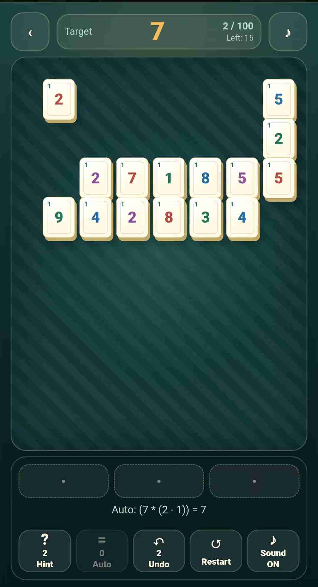 Executing an Auto Match utility to clear a complex layer of stacked tiles instantly