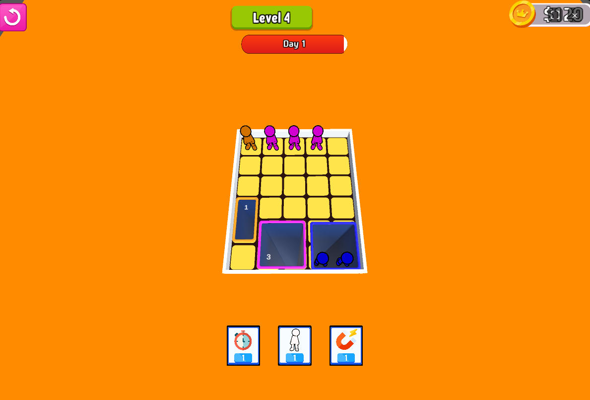 Dragging a colored black hole to drop matching colored people in People Drop Away Game