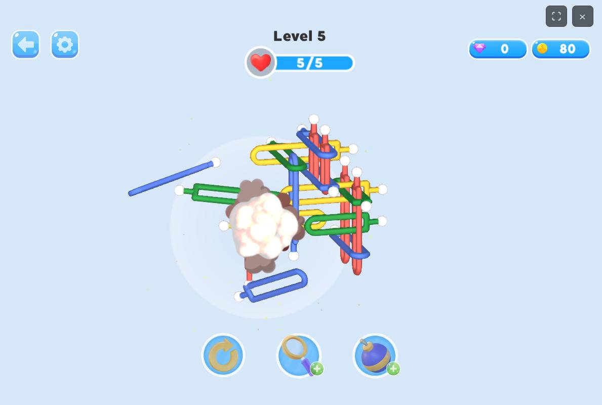 Using the Bomb power-up to destroy blocked pins