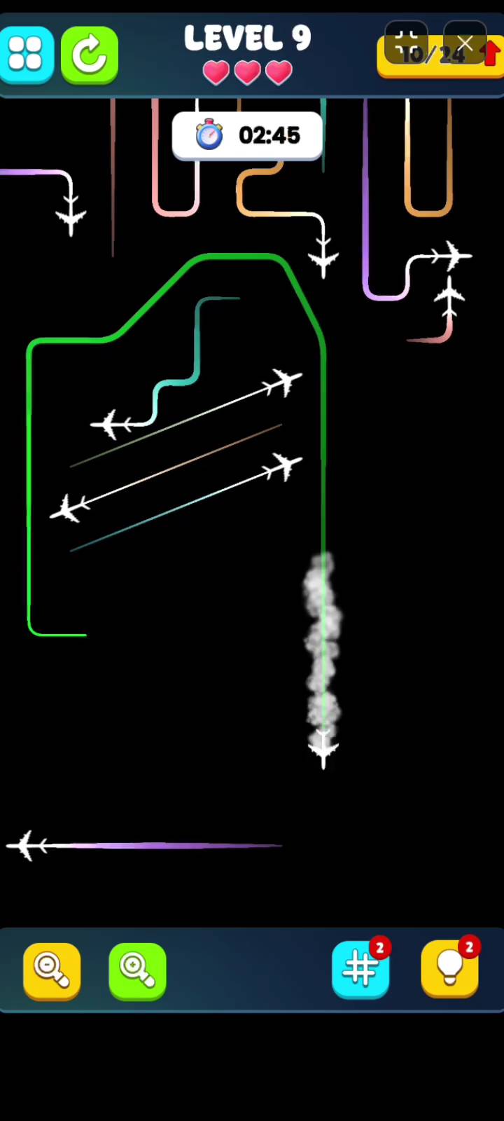 Plane Escape Puzzle plane length analysis and dynamic movement escape trajectory demonstration