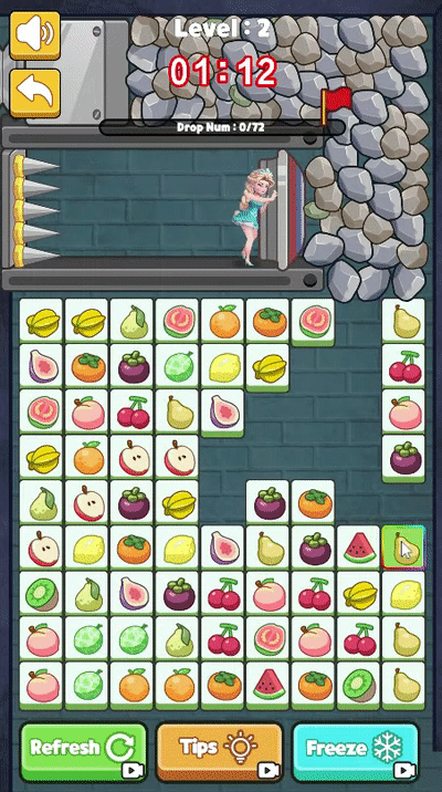 Animated GIF showing how to correctly link two identical fruits with a clear path