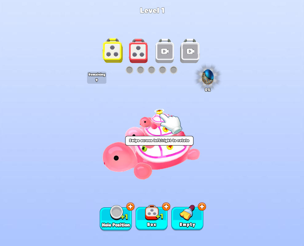 Basic gameplay mechanics showing the 3D model and target screw boxes