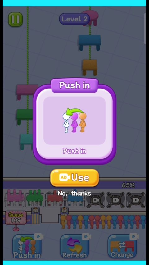 Using the Push tool to skip humans forward in the queue