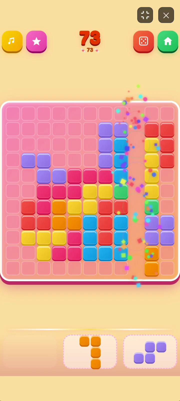 Sugar Drop active gameplay grid displaying colorful candy block placement and combo opportunity