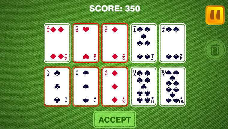 Executing a massive 5-card clear with a Full House of 3s and 2s