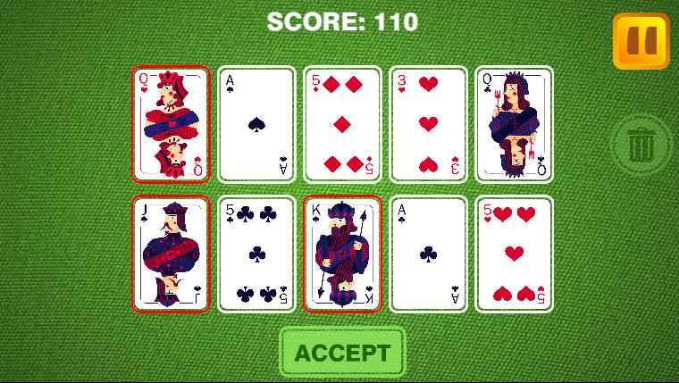 Clearing a short straight consisting of a Jack, Queen, and King