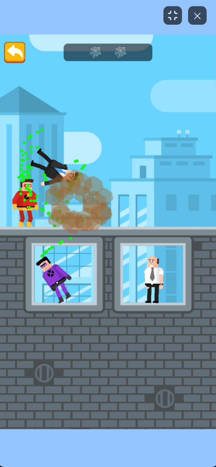 Carefully manipulating heavy objects to defeat villains while protecting hostages