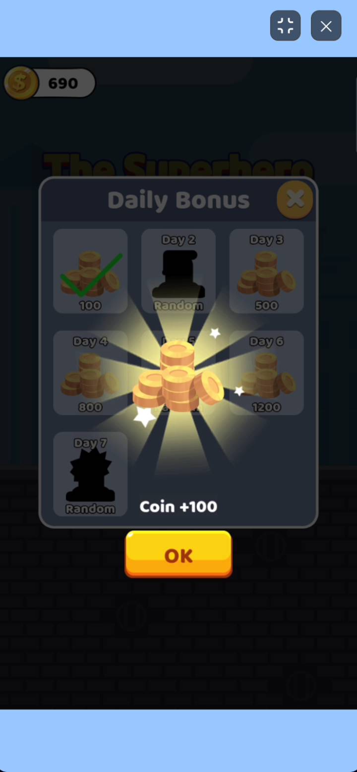 Daily sign-in rewards featuring gold coins and hero unlocks