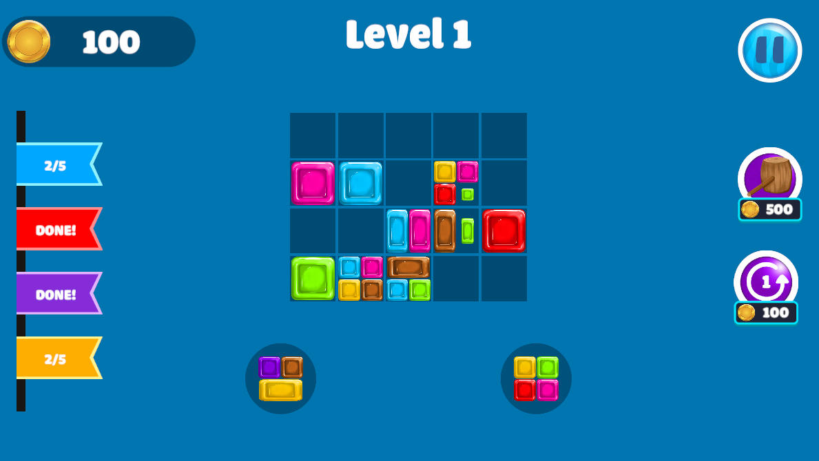 Basic drag and drop color matching gameplay in Touch Candy